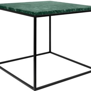 Zelený mramorový odkládací stolek TEMAHOME Gleam 50 x 50 cm s černou podnoží  - Výška45 cm- Šířka 50 cm