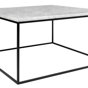 Bílý mramorový konferenční stolek TEMAHOME Gleam 75x75 cm s černou podnoží  - Výška40 cm- Šířka 75 cm