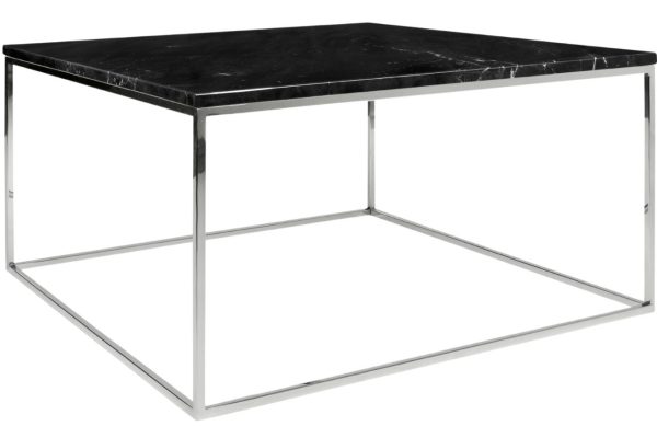 Černý mramorový konferenční stolek TEMAHOME Gleam 75x75 cm s chromovanou podnoží  - Výška40 cm- Šířka 75 cm