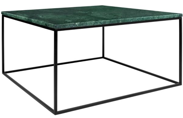 Zelený mramorový konferenční stolek TEMAHOME Gleam 75x75 cm s černou podnoží  - Výška40 cm- Šířka 75 cm