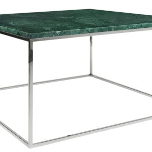 Zelený mramorový konferenční stolek TEMAHOME Gleam 75x75 cm s chromovanou podnoží  - Výška40 cm- Šířka 75 cm