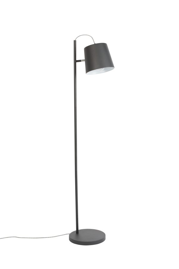 Černá stojací lampa ZUIVER BUCKLE 150 cm  - Průměr stínidla21 cm- Výška stínidla 18