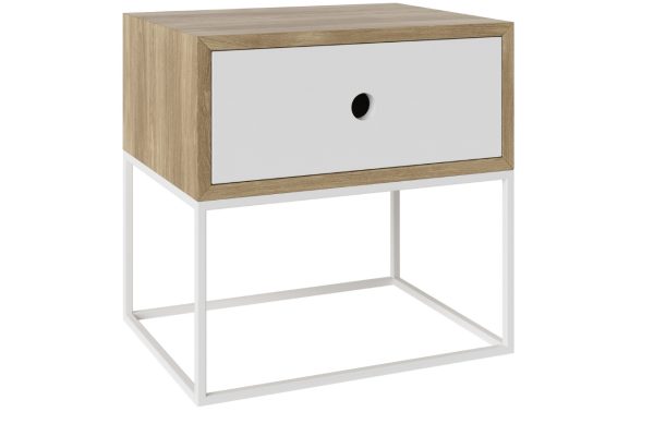 Take Me Home Bílý dubový noční stolek Arsen 45 x 35 cm  - Výška45 cm- Šířka 45 cm