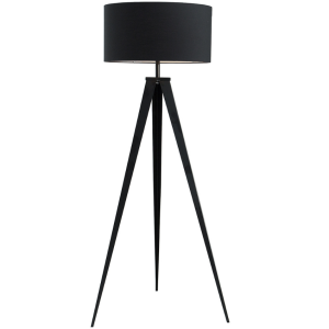 Moebel Living Černá kovová stojací lampa Trok 142 cm  - Výška142 cm- Šířka 63 cm