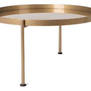 Nordic Design Zlatý kovový konferenční stolek Nollan II 80 cm  - Průměr80 cm- Výška 45 cm
