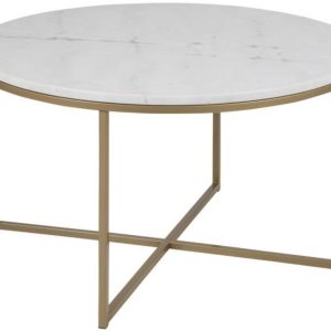 Scandi Bílý mramorový konferenční stolek Venice 80 cm  - Výška46 cm- Průměr 80 cm