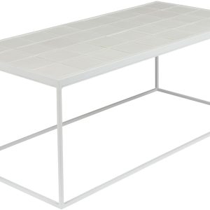 Bílý kovový konferenční stolek ZUIVER GLAZED s keramickým obkladem 93x43 cm  - Šířka93 cm- Výška 36 cm
