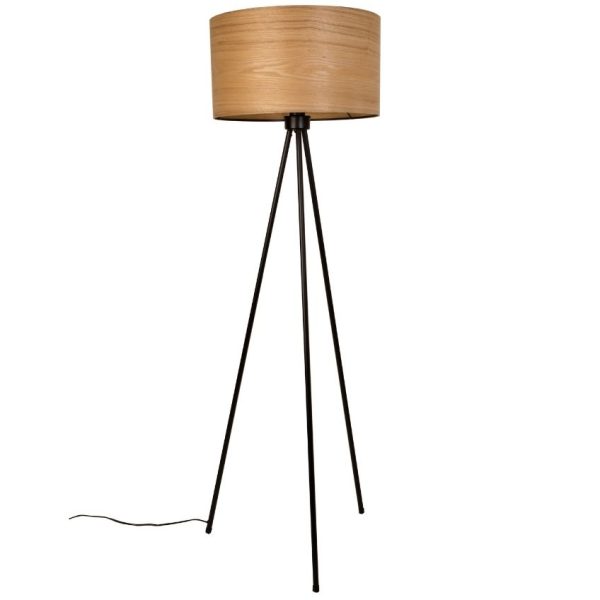 Hnědá stojací lampa DUTCHBONE Woodland  - Průměr45 cm- Výška stínidla 25 cm