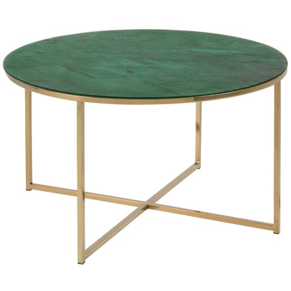 Scandi Zelený skleněný konferenční stolek Venice O 80 cm  - Šířka80 cm- Hloubka 80 cm