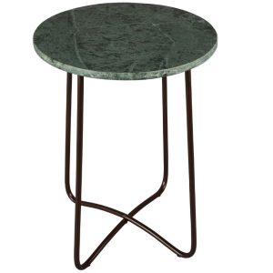 Zelený mramorový odkládací stolek DUTCHBONE Emerald 41 cm  - Výška55 cm- Průměr 41 cm