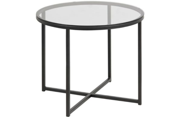 Scandi Kouřově šedý skleněný konferenční stolek Claire 55 cm  - Výška45 cm- Průměr 55 cm