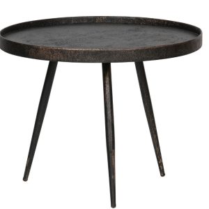Hoorns Černý kovový konferenční stolek Buster L s patinou 58 cm  - Výška44 cm- Průměr 55 cm