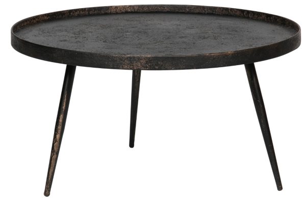 Hoorns Černý kovový konferenční stolek Buster XL s patinou 76 cm  - Výška40 cm- Průměr 76 cm