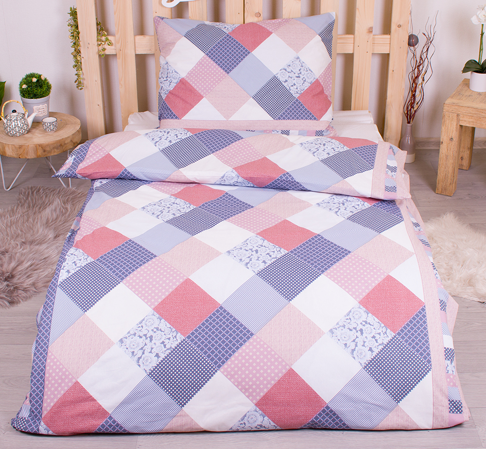 TP Bavlněné povlečení 140x200+70x90 - Patchwork  - -