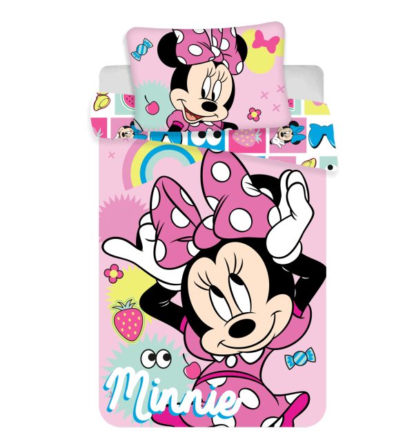 TP Bavlněné povlečení do postýlky 40x60+100x135 Minnie pink square  - -