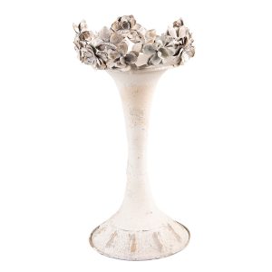 Béžový antik kovový svícen s květy Valérie M - Ø17*30 cm Clayre & Eef  - -