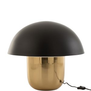 Černo-zlatá kovová stolní lampa Mushroom Large - Ø 50*45cm J-Line by Jolipa  - -