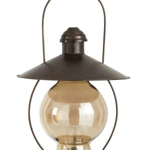 Hnědá antik kovová stolní retro lampa Camping lantern - 30*30*53cm J-Line by Jolipa  - -