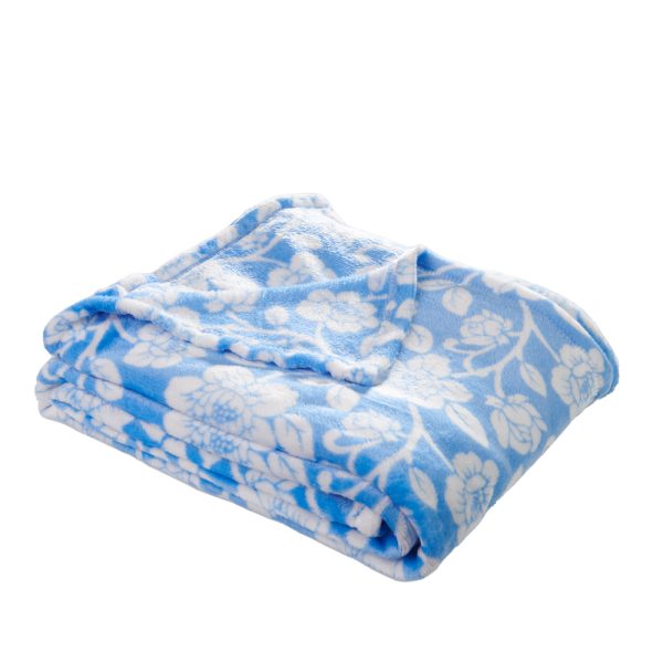 TP Mikroflanelová deka Premium 150x200 - Flower blue  - -