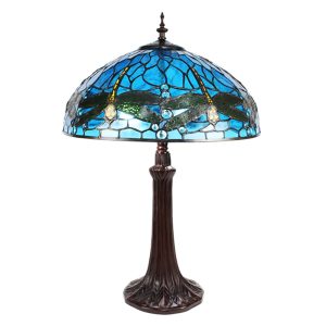 Modrá stolní lampa Tiffany s vážkami Vie blue - Ø 41*57 cm E27/max 2*40W Clayre & Eef  - -