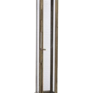 Mosazný antik kovový svícen na úzkou svíčku Forei  - 6.5*6.5*22cm  Chic Antique  - -