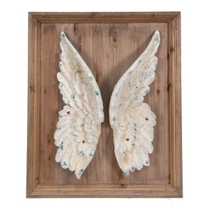 Nástěnná dřevěná dekorace s andělskými křídly - 70*12*85 cm Clayre & Eef  - -
