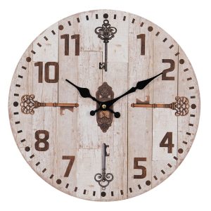 Nástěnné hodiny se starými klíči - Ø 34*4 cm / 1*AA Clayre & Eef  - -