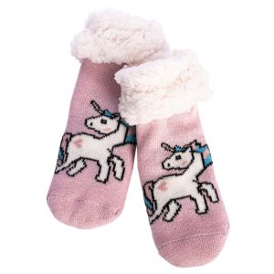 TP Dětské zateplené ponožky Jednorožec - Růžová  - -