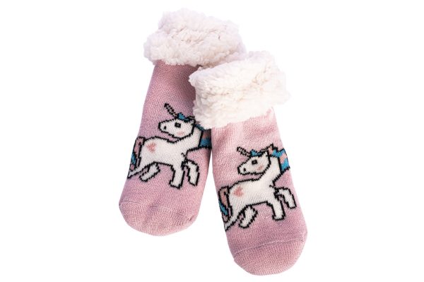 TP Dětské zateplené ponožky Jednorožec - Růžová  - -
