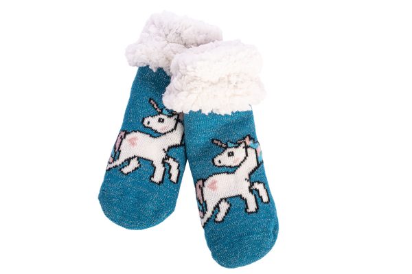 TP Dětské zateplené ponožky Jednorožec - Modrá  - -