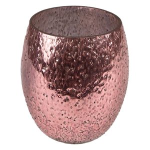 Růžový skleněný svícen na čajovou svíčku - Ø 10*10 cm Clayre & Eef  - -