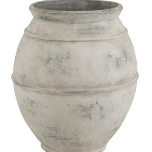 Šedá antik baňatá keramická dekorační váza Vintage - Ø 56*67cm J-Line by Jolipa  - -