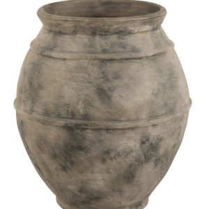 Šedo-hnědá antik keramická dekorační váza Vintage - Ø 56*67cm J-Line by Jolipa  - -