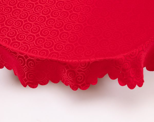 TP Ubrus s jemným vzorem kulatý s ornamenty Ø 150 cm - Červený  - -