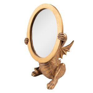 Zlaté antik stolní zrcadlo Drak - 16*13*25 cm Clayre & Eef  - -