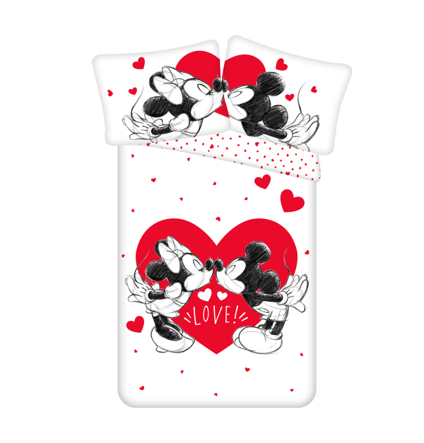Jerry Fabrics Bavlněné povlečení 140x200 + 70x90 cm - Mickey a Minnie "Love 05"  - MateriálBavlna- Rozměr 140 x 200 cm