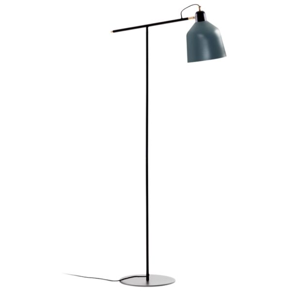 Modro-šedá kovová stojací lampa Kave Home Olimpia 147 cm  - Šířka58 cm- Výška 147 cm