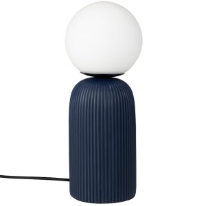 Bílá skleněná stolní lampa ZUIVER DASH s modrou keramickou podstavou  - Výška38 cm- Průměr 15 cm