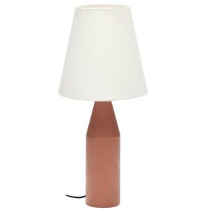 Bílá látková stolní lampa Kave Home Boada  - Výška56 cm- Průměr 25 cm