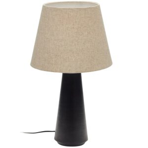 Béžová lněná stolní lampa Kave Home Torrent  - Výška60 cm- Průměr 33 cm