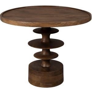 Hnědý mangový konferenční stolek DUTCHBONE CATH 66 cm  - Výška50 cm- Průměr 66 cm