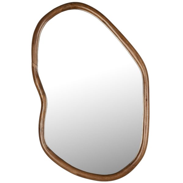 Hnědé mangové závěsné zrcadlo DUTCHBONE ASHLEY 100 x 73 cm  - Výška100 cm- Šířka 73 cm