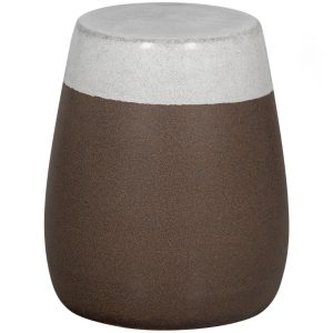 Hoorns Hnědo-bílý keramický odkládací stolek Clain 29 cm  - Výška45 cm- Průměr 29/38 cm