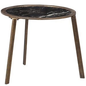 Hoorns Černý skleněný odkládací stolek Laxon 58 cm  - Výška45 cm- Výška podnože 44 cm