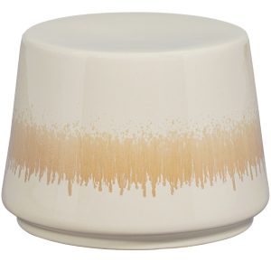Hoorns Béžovo-bílý keramický odkládací stolek Creamy 49 cm  - Výška35 cm- Průměr 49 cm