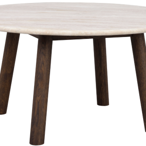 Béžový kamenný konferenční stolek ROWICO TARANSAY 90 cm  - Výška45 cm- Průměr 90 cm