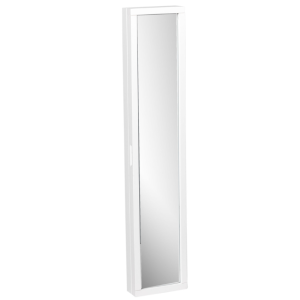 Bílá lakovaná zrcadlová skříňka na klíče ROWICO CONFETTI 90 x 18 cm  - Výška90 cm- Šířka 18 cm