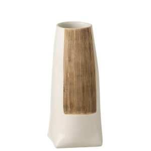 Bílá keramická váza J-line Ibuno 29 cm  - Výška29 cm- Průměr 12 cm