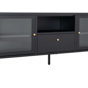 Nordic Living Černý kovový TV stolek Dobby 160 x 35 cm  - Výška60 cm- Šířka 160 cm