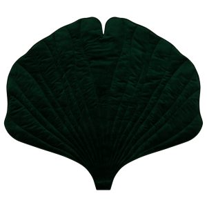 Moi Mili Tmavě zelená sametová hrací deka Ginkgo Leaf 110 x 120 cm  - Šířka120 cm- Délka 110 cm